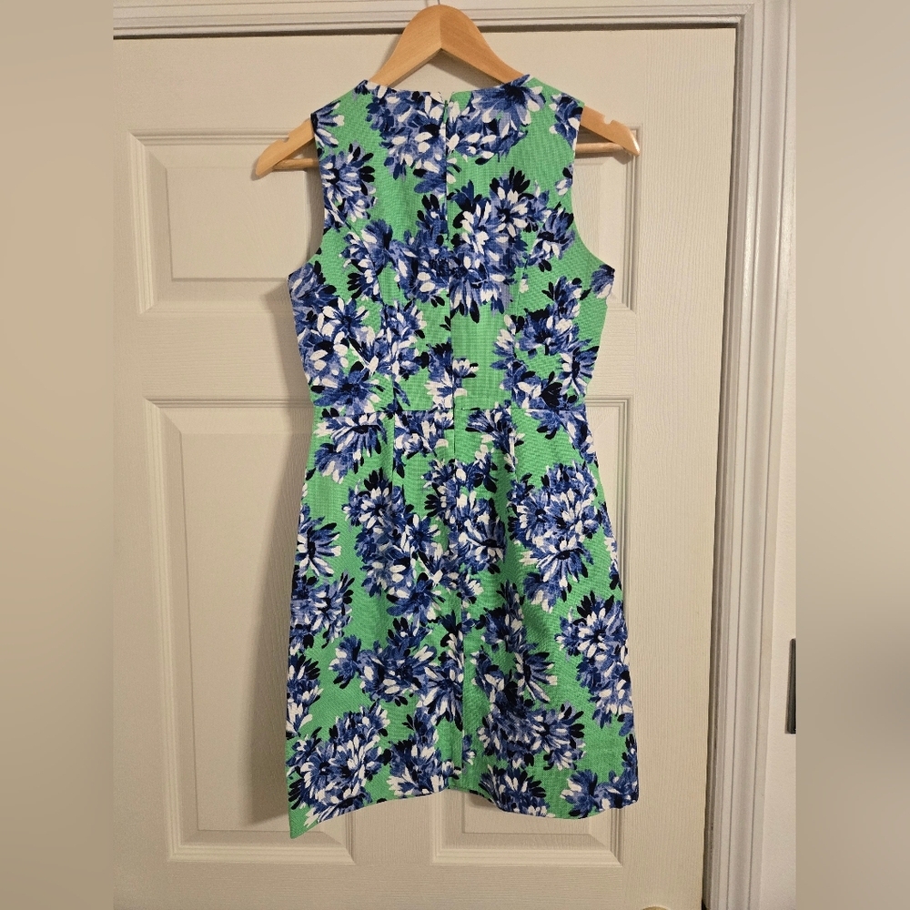 J. Crew bright green and blue floral sleeveless dress size 0 - Picture 2 of 8
